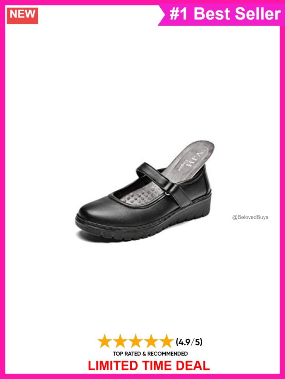 Mary Jane Flats Round Toe Low Heel Slip-On Walking Shoes